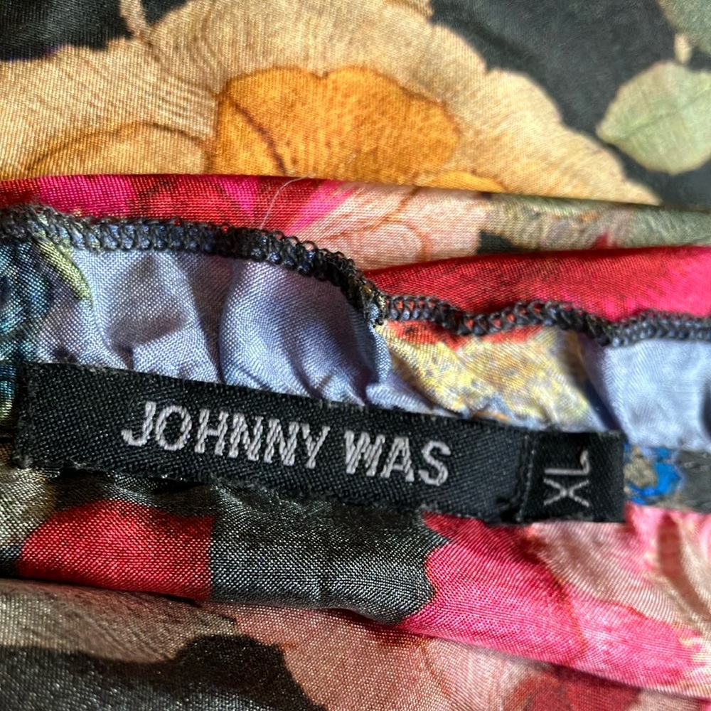 Johnny Was Floral Top with Pink and Yellow Accents